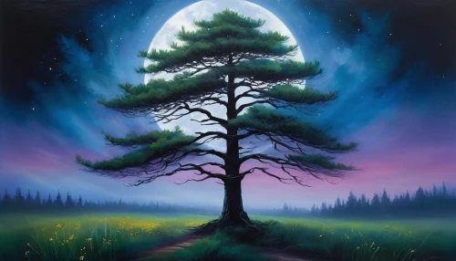 jack pine,watercolor pine tree,painted tree,blue spruce,lone tree,pine-tree,isolated tree,spruce-fir forest,pine tree,spruce forest,black pine,moonlit night,oregon pine,fir forest,white pine,forest tree,spruce tree,celtic tree,forest landscape,pine trees,Conceptual Art,Daily,Daily 32