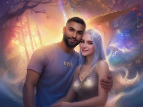 fantasy portrait,custom portrait,world digital painting,lotus art drawing,romantic portrait,fantasy picture,lux,beautiful couple,artists of stars,portrait background,digital painting,fan art,couple goal,fantasy art,the moon and the stars,cg artwork,digital art,prince and princess,dal,couple in love,Illustration,Realistic Fantasy,Realistic Fantasy 01