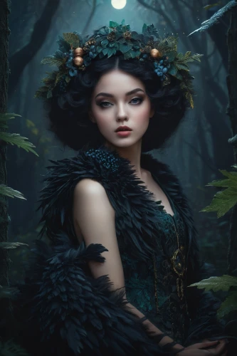 faery,fantasy portrait,faerie,mystical portrait of a girl,fantasy picture,the enchantress,fantasy art,gothic portrait,girl in a wreath,fairy queen,dryad,fairy peacock,moonflower,queen of the night,sorceress,fae,fairy tale character,fantasy woman,crow queen,celtic queen,Photography,General,Fantasy