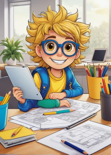 kids illustration,tutoring,girl studying,tutor,cute cartoon character,bookkeeper,cute cartoon image,pencil icon,animator,children's background,bookkeeping,illustrator,children drawing,children studying,paperwork,scholar,student,school administration software,office worker,school work,Illustration,Retro,Retro 25