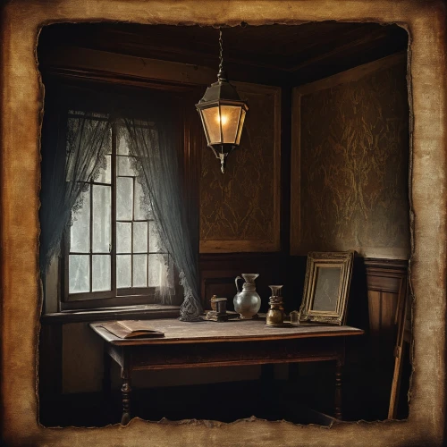 assay office in bannack,antique background,writing desk,bannack assay office,victorian kitchen,dark cabinetry,vintage lantern,consulting room,apothecary,victorian,antique table,wooden windows,secretary desk,digiscrap,victorian style,vintage background,sideboard,study room,doctor's room,antique style,Conceptual Art,Daily,Daily 02
