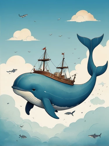 blue whale,pot whale,whale,whales,little whale,bottlenose,orca,giant dolphin,marine mammal,cetacea,killer whale,baby whale,caravel,dolphin background,whale fluke,a flying dolphin in air,cetacean,whale cow,sea animal,longship,Illustration,Children,Children 04