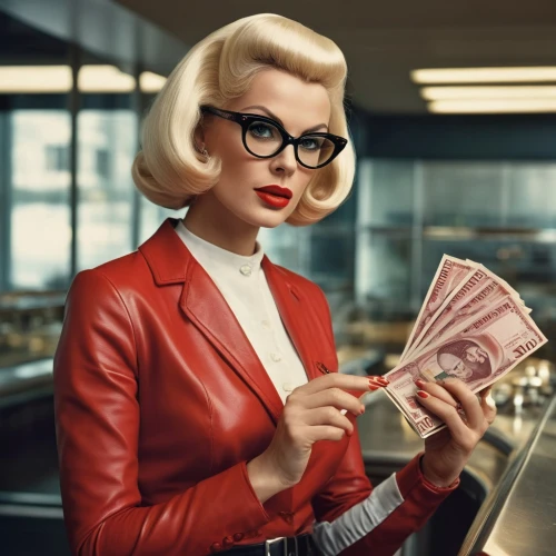 blonde woman reading a newspaper,retro women,stewardess,businesswoman,retro woman,business woman,bank teller,salesgirl,businesswomen,gena rolands-hollywood,50's style,bussiness woman,business women,model years 1960-63,receptionist,financial advisor,cigarette girl,flight attendant,vintage fashion,fifties,Photography,General,Cinematic