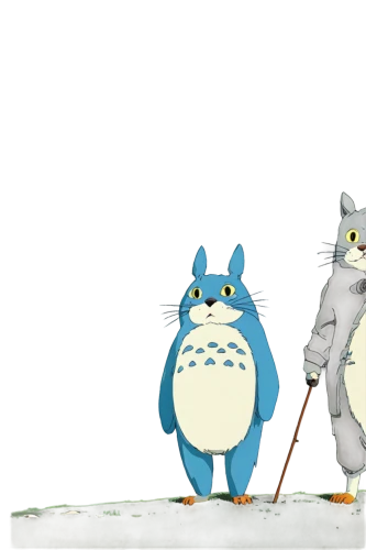 my neighbor totoro,studio ghibli,anthropomorphized animals,rain cats and dogs,whimsical animals,two cats,cartoon cat,winter animals,cat family,kids illustration,felines,gray cat,cat cartoon,stroll,cat and mouse,childhood friends,walking dogs,cat lovers,gray kitty,dog and cat,Illustration,Japanese style,Japanese Style 14