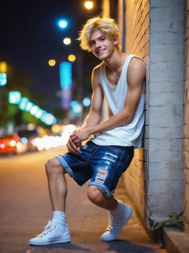codes,man on a bench,photo session at night,male model,lukas 2,cool blonde,street sports,boy model,senior photos,bench,jean shorts,on the street,jogger,male poses for drawing,young model,city ​​portrait,austin stirling,park bench,skater,swedish german,Illustration,Realistic Fantasy,Realistic Fantasy 30