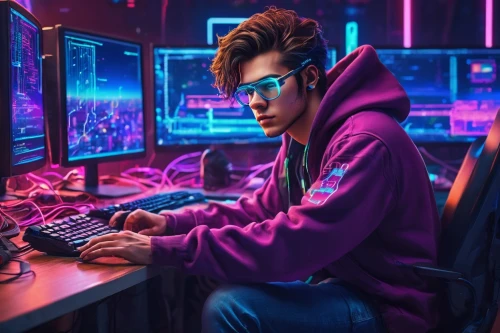 cyberpunk,cyber,cyber glasses,hacker,hacking,cyber crime,man with a computer,computer freak,coder,cybercrime,computer addiction,night administrator,cybersecurity,cyber security,anonymous hacker,lan,computer business,cyberspace,computer,freelancer,Conceptual Art,Sci-Fi,Sci-Fi 27