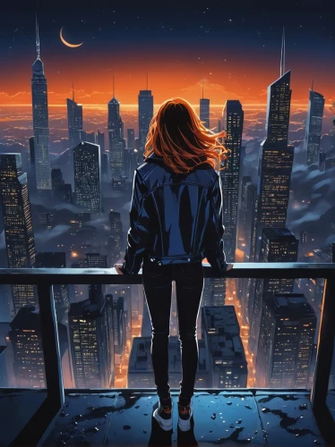 above the city,cityscape,sci fiction illustration,city lights,escapism,junipero,overlooking,dusk,dusk background,city at night,city view,skydeck,evening city,citylights,world digital painting,beautiful wallpaper,before the dawn,twilights,the horizon,atop,Unique,3D,Isometric