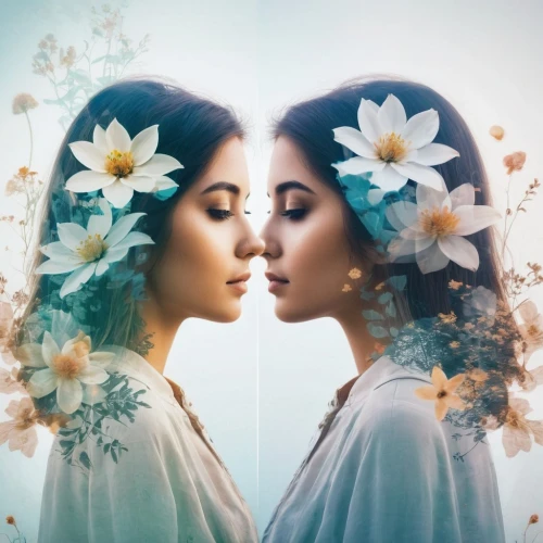 photo manipulation,twin flowers,mirror image,image manipulation,photomanipulation,dualities,photomontages,girl in flowers,retouching,duality,triptych,photoshop manipulation,beautiful girl with flowers,flower frames,flower fairy,floral background,vintage flowers,jasmine blossom,flower background,photomontage,Photography,Artistic Photography,Artistic Photography 07