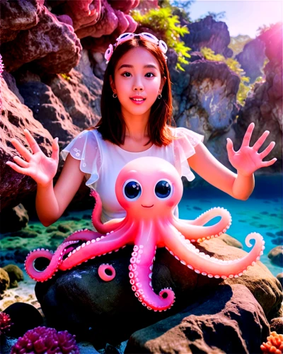 pink octopus,under sea,octopussy,fun octopus,sea creatures,octopuses,octopi,octo,sea life,under the sea,octopus,deepsea,cephalopod,tentacular,tentacled,sea star,undersea,large anemone,deep sea,sealife,Photography,Artistic Photography,Artistic Photography 07