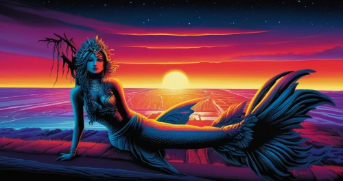 psygnosis,inanna,hawkwind,thoth,nephthys,wadjet,kemet,asherah,mythography,ozric,khnum,horus,heru,shamanic,nyarlathotep,seti,sirene,amphitrite,mermaid background,sunquest,Illustration,Realistic Fantasy,Realistic Fantasy 25