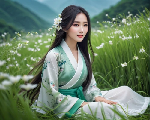 hanfu,lily of the field,lilies of the valley,lily of the valley,lilly of the valley,zhui,jinling,kunqu,wulin,chuseok,wuxia,yinzhen,sanxia,jingqian,yimou,white blossom,oriental princess,diaochan,qiong,songling,Conceptual Art,Fantasy,Fantasy 03