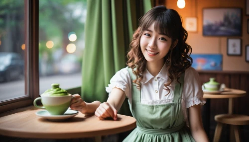 woman at cafe,waitress,uji,japanese tea,teashop,green tea,japanese woman,suzuko,cafe,mayuko,teahouses,yujia,mayu,jasmine green tea,airi,barista,ayachi,longjing,sayako,coffee background,Art,Artistic Painting,Artistic Painting 34