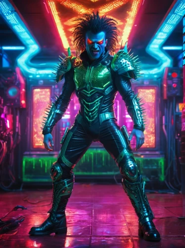 electro,aquaman,cyberpunk,cg artwork,nova,neon body painting,nebula guardian,disco,alien warrior,avenger hulk hero,80's design,80s,wolverine,x-men,3d man,xmen,terminator,cyborg,loki,atom,Illustration,Realistic Fantasy,Realistic Fantasy 38