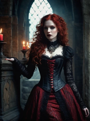 gothic portrait,gothic woman,demelza,melisandre,vampire woman,celtic queen,epica,sirenia,volturi,vampire lady,dhampir,abigaille,elizabeth i,delain,rasputina,gothic style,candlemaker,gothic dress,irisa,victoriana,Illustration,Abstract Fantasy,Abstract Fantasy 18