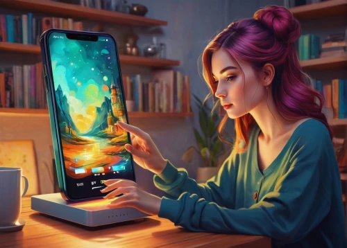 girl at the computer,girl studying,world digital painting,holding ipad,jolla,woman holding a smartphone,game illustration,computer addiction,illustrator,ipad,sci fiction illustration,girl making selfie,mobile tablet,welin,tablets consumer,the bottom-screen,hand digital painting,tablet computer,touchscreen,the tablet,Illustration,Abstract Fantasy,Abstract Fantasy 07
