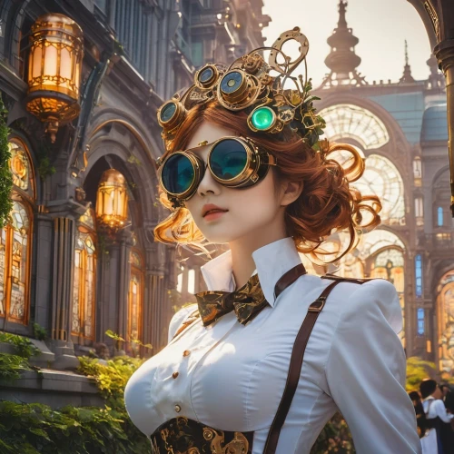 steampunk,transistor,victoriana,art nouveau frames,midan,victorian lady,bns,victorian style,bioshock,3d fantasy,majevica,golden crown,victorianism,edwardian,the carnival of venice,vintage girl,venetia,mostapha,carnivalesque,fantasy portrait,Illustration,Japanese style,Japanese Style 04