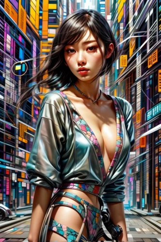 tsuneo,cyberpunk,nikkatsu,asian vision,xiaoyu,world digital painting,asian woman,motoko,fujiko,kunplome,kitami,japanese woman,cyberangels,digiart,azumi,cybernet,moriyama,alita,chun,koreeda