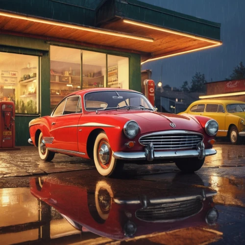 retro diner,nash metropolitan,retro car,retro automobile,chevrolet bel air,electric gas station,auto repair shop,gas station,vintage cars,mercedes benz 190 sl,gas-station,fifties,car hop,red vintage car,volvo amazon,vintage car,mercedes 190 sl,american classic cars,1955 montclair,hudson hornet,Photography,General,Commercial