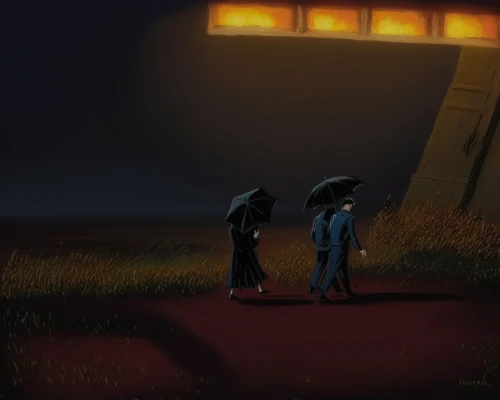 visitation,coraline,night scene,house silhouette,nightstalkers,couple silhouette,shelter,rendezvous,visitors,romantic meeting,halloween silhouettes,epilogue,girl walking away,in the shadows,stray,dark park,marceline,moonstuck,stroll,romantic scene,Illustration,American Style,American Style 08