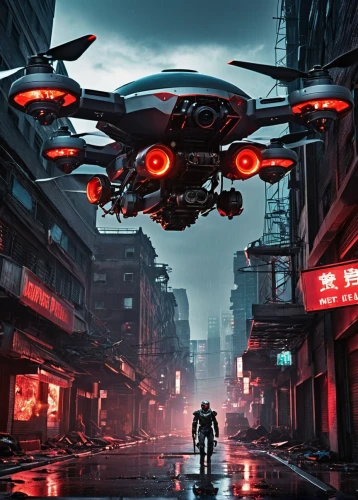 cyberpunk,drone pilot,flying drone,logistics drone,drones,drone,shanghai,the pictures of the drone,quadcopter,drone phantom,futuristic,ufo,dystopian,sci-fi,sci - fi,mavic 2,scifi,hong kong,dji mavic drone,sci fi,Illustration,American Style,American Style 04