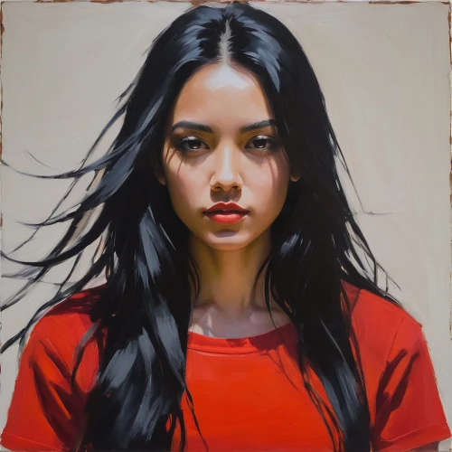 asian woman,girl portrait,han thom,portrait of a girl,vietnamese woman,oil painting,oil painting on canvas,mulan,mystical portrait of a girl,janome chow,young woman,oil on canvas,asian girl,girl with cloth,oil paint,woman portrait,oriental girl,girl in cloth,chinese art,luo han guo,Conceptual Art,Oil color,Oil Color 02