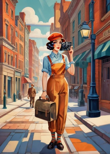 travel woman,woman with ice-cream,game illustration,retro girl,retro woman,transistor,lamplighter,vintage girl,girl in a historic way,woman holding pie,woman walking,merchant,retro women,oktoberfest background,vintage illustration,delivery service,gas lamp,a pedestrian,woman shopping,vintage woman,Art,Artistic Painting,Artistic Painting 45