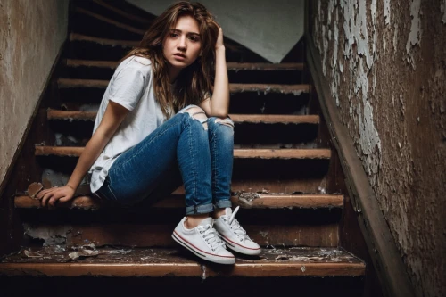 girl on the stairs,superga,holding shoes,converse,converses,backstairs,keds,girl sitting,stairwell,sneakers,depressed woman,stairs,blue shoes,stair,onitsuka,faults,stairway,young woman,young girl,teen,Photography,Artistic Photography,Artistic Photography 13