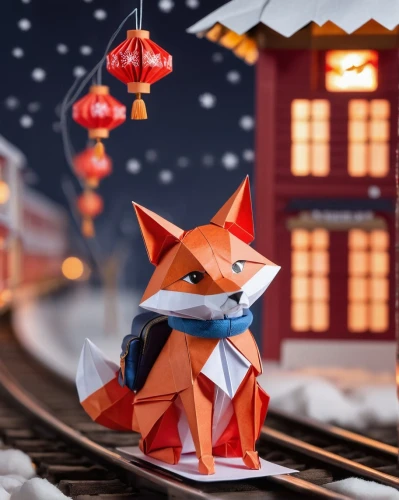 christmas fox,cute fox,santa claus train,adorable fox,foxmeyer,inari,christmasbackground,christmas wallpaper,trainman,christmas messenger,christmas snowy background,garrison,christmas background,little fox,a fox,foxes,kitsune,fox,foxl,christmas town,Unique,Paper Cuts,Paper Cuts 02