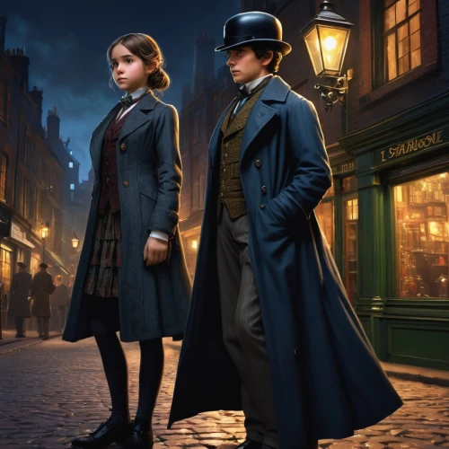 dickensian,greatcoats,greatcoat,overcoats,sleuths,detectives,victoriana,overcoat,peacoats,stationers,sherlock holmes,victorian,gaslight,detective,the victorian era,holmes,lamplighters,baskerville,victorian style,victorians,Conceptual Art,Fantasy,Fantasy 11