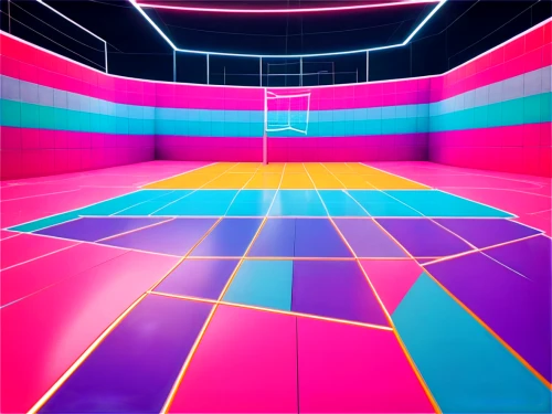 panoramical,ufo interior,prism ball,artistic roller skating,skating rink,light space,3d background,basketball court,dance pad,cyberspace,light track,80s,disco,wall,garish,pink squares,80's design,vapor,gymnastics room,neon,Conceptual Art,Daily,Daily 21