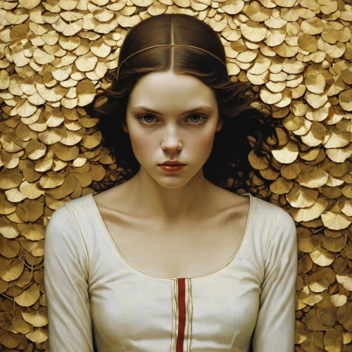 mary-gold,gold jewelry,gold wall,girl with bread-and-butter,yellow-gold,gold leaf,bullion,golden wreath,gold paint strokes,gold bullion,gold foil art,gold flower,gilding,golden crown,gold crown,mucha,golden flowers,portrait of a girl,golden apple,gold paint stroke,Illustration,Realistic Fantasy,Realistic Fantasy 09