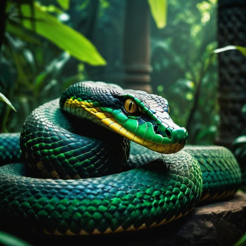 green python,trimeresurus,pitviper,reticulatus,african house snake,green mamba,liophis,green snake,green tree snake,green tree python,boomslang,emerald lizard,yellow python,rat snake,lampropeltis,tree snake,everglades rat snake,morelia viridis,anaconda,pantherophis,Art,Classical Oil Painting,Classical Oil Painting 44