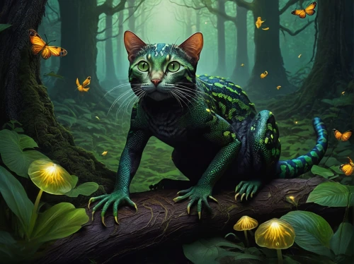 fantasy animal,emerald lizard,jaggernauth,unkei,forest dragon,vnaf,taittiriya,kittelsen,forest animal,catino,gato,vulpecula,halloween cat,korowai,patrol,truncatula,zaurus,kornak,catclaw,fel,Conceptual Art,Daily,Daily 14