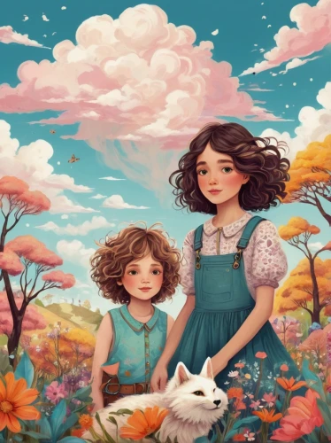 children's background,kids illustration,springtime background,girl and boy outdoor,arrietty,spring background,background image,little girl and mother,cute cartoon image,flower background,world digital painting,flower and bird illustration,game illustration,two girls,daughters,imaginationland,a collection of short stories for children,fairy world,floral background,fantasy picture,Photography,Fashion Photography,Fashion Photography 23