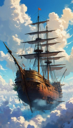 skyship,sea sailing ship,sailing ship,sail ship,airship,galleon,tallship,air ship,tall ship,caravel,pirate ship,sea fantasy,airships,merchantman,sailing ships,whaleship,three masted sailing ship,aeronauts,ghost ship,gangplank,Conceptual Art,Fantasy,Fantasy 09