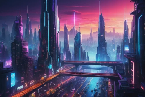 futuristic landscape,cityscape,fantasy city,metropolis,cyberpunk,futuristic,colorful city,scifi,city cities,city skyline,futuristic architecture,cities,sci - fi,sci-fi,sky city,dystopian,the city,skyline,city view,ancient city,Illustration,Japanese style,Japanese Style 11