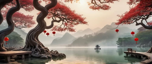 chinese art,world digital painting,chinese background,oriental painting,chinese temple,fantasy landscape,hanging temple,chinese lanterns,landscape background,dongfang meiren,red lantern,suzhou,red tree,fantasy picture,xing yi quan,lanterns,the japanese tree,chinese architecture,silk tree,yunnan,Unique,Paper Cuts,Paper Cuts 09