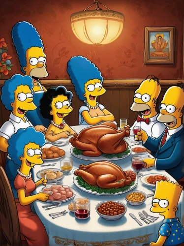 thanksgiving background,thanksgiving,simpson,simpsons,thanksgiving dinner,happy thanksgiving,multihomer,stampfel,homer,thanksgiving table,thanksgivings,family dinner,family gathering,krabappel,christmas dinner,homerf,smithers,thanksgiving turkey,paterfamilias,thanks giving,Illustration,American Style,American Style 13