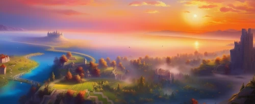 fantasy landscape,world digital painting,fantasy picture,fantasy city,hot-air-balloon-valley-sky,fantasy world,3d fantasy,shanghai disney,dream world,landscape background,cartoon video game background,fantasy art,fairy world,futuristic landscape,dreamland,mists over prismatic,city scape,full hd wallpaper,children's background,city skyline,Illustration,Realistic Fantasy,Realistic Fantasy 01