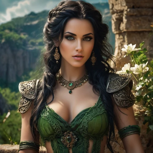 celtic queen,fantasy woman,the enchantress,celtic woman,elven,sorceress,cleopatra,thracian,fantasy picture,beautiful women,dark elf,female warrior,beautiful woman,fantasy portrait,artemisia,fantasy art,green dress,full hd wallpaper,aladha,enchanting,Photography,General,Fantasy