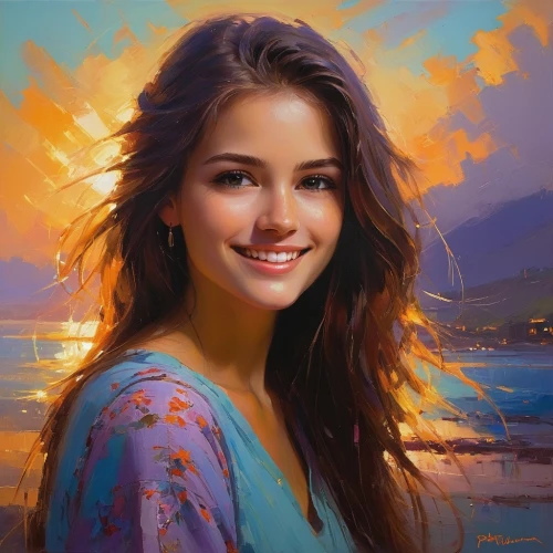 romantic portrait,oil painting,art painting,oil painting on canvas,young woman,a girl's smile,girl portrait,photo painting,beautiful young woman,beautiful woman,girl on the river,colorful background,world digital painting,mystical portrait of a girl,fantasy portrait,portrait background,beautiful girl,portrait of a girl,fantasy art,very beautiful,Conceptual Art,Sci-Fi,Sci-Fi 22