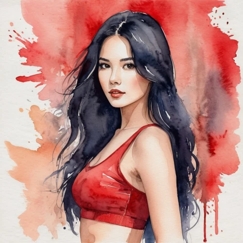 lotus art drawing,watercolor,mulan,watercolor painting,watercolor background,phuquy,watercolor paint,solar,red velvet,miss vietnam,digital painting,asian woman,fashion illustration,kimjongilia,digital art,watercolor sketch,songpyeon,water color,watercolors,red background,Illustration,Paper based,Paper Based 25