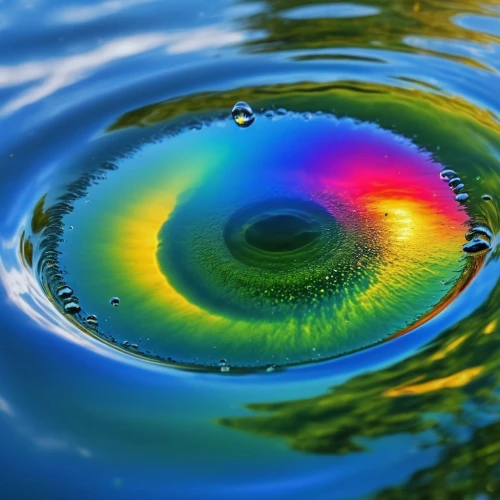 colorful water,colorful spiral,rainbow waves,surface tension,refraction,liquid bubble,water droplet,oil in water,whirlpool pattern,reflection of the surface of the water,colorful glass,ripples,fluid,waterdrop,fluid flow,water flower,water drop,reflection in water,a drop of water,feather on water,Photography,General,Realistic