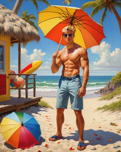 beach background,sagat,summer background,beachcomber,umbrella beach,man with umbrella,kukui,beach umbrella,donsky,haulover,cuba background,mexican painter,world digital painting,summer beach umbrellas,jasinski,goncharov,summer umbrella,laktionov,beachgoer,maspalomas,Illustration,Retro,Retro 10