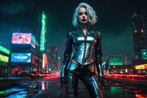 domino,cyberpunk,walking in the rain,silver rain,catwoman,in the rain,black cat,rogue,polara,rainwear,catsuit,gantz,arkham,birds of prey-night,raincoat,superhero background,electro,dazzler,leathers,heavy rain,Illustration,American Style,American Style 15