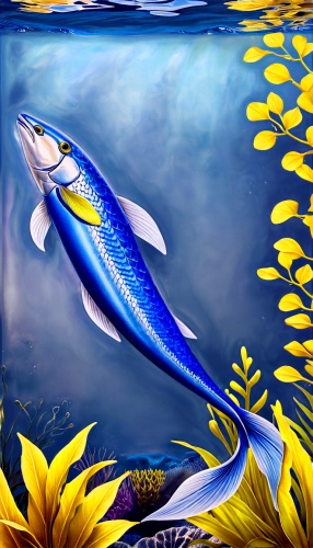 koi fish,fish in water,kokanee,blue fish,beautiful fish,koi pond,tarpon,mackerels,fjord trout,yellow fish,characidae,aquaculture,koi,blue stripe fish,bonito,poissons,mackerel,pescante,poisson,dolphin fish,Illustration,Realistic Fantasy,Realistic Fantasy 21