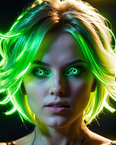 sonika,mesmero,green aurora,gamora,green skin,cortana,neon makeup,shader,fluoresces,luminous,green eyes,green,telepaths,eletrica,alera,greenlight,lumo,volt,fluorescently,neon light,Photography,Artistic Photography,Artistic Photography 09