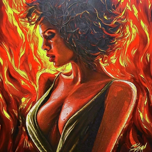 fire artist,fire angel,fiery,fire siren,flame of fire,fire dancer,burning hair,dancing flames,flame spirit,oil painting on canvas,fire devil,wildfire,fire and water,inferno,fire dance,fire pearl,woman fire fighter,candela,fire background,fire-eater