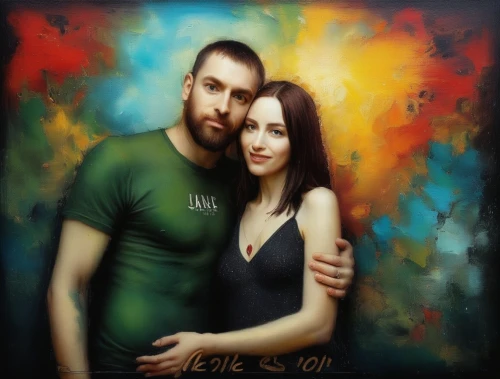 oil painting on canvas,oil painting,romantic portrait,custom portrait,photo painting,young couple,oil on canvas,couple in love,art painting,man and wife,two people,love couple,oil paint,beautiful couple,adam and eve,gothic portrait,man and woman,world digital painting,daemon,selanee henderon,Illustration,Abstract Fantasy,Abstract Fantasy 01
