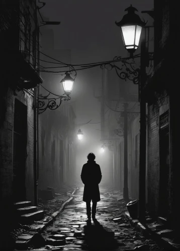 darktown,ostroh,noir,notturno,film noir,street lantern,lamplight,veruovic,hossein,stojanovic,noirish,clemenza,solitario,steindler,gaslight,blind alley,nightwatchman,radoslaw,nocturnes,shearim,Illustration,Black and White,Black and White 31